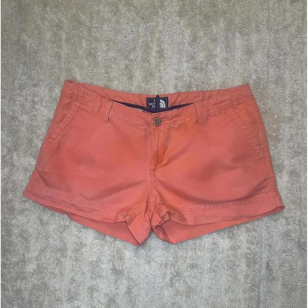 The North Face casual orange cotton/linen chino shorts Size 8